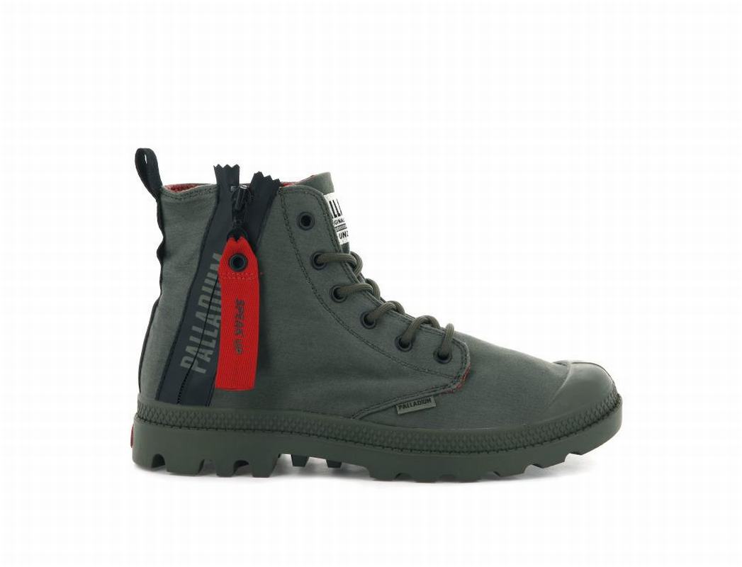 Palladium Pampa Unzipped Women's Boots Olive (VGBU91068)